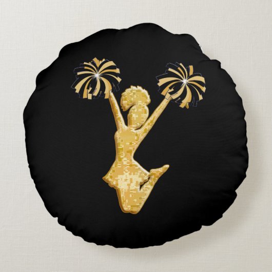 黒および金ゴールドの応援のコーチの感謝のギフトの応援 ラウンドクッション (裏面)