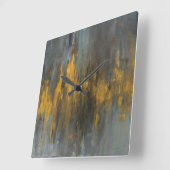 黒および金ゴールドの抽象芸術のプリント| Danhui Nai スクエア壁時計 (傾斜)