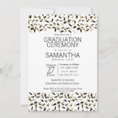 黒および金ゴールドの斑点の卒業式の招待 招待状 (正面)