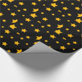 黒および金ゴールドの新年の星の包装紙 ラッピングペーパー (角)