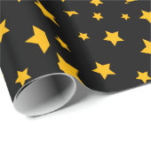黒および金ゴールドの新年の星の包装紙 ラッピングペーパー (ロールコーナー)