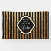 黒および金ゴールドの旗 横断幕 (横)