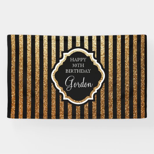 黒および金ゴールドの旗 横断幕 (横)