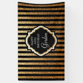 黒および金ゴールドの旗 横断幕 (縦)