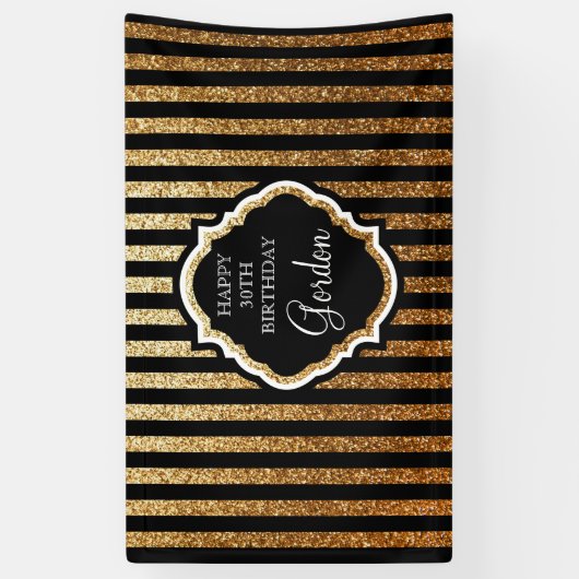 黒および金ゴールドの旗 横断幕 (縦)