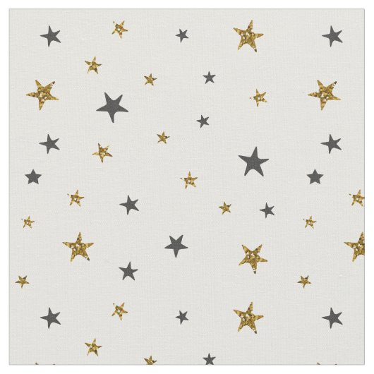 黒および金ゴールドの星の生地 ファブリック (クローズアップ)