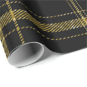 黒および金ゴールドの格子縞03 ラッピングペーパー (ロールコーナー)