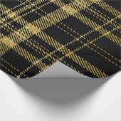 黒および金ゴールドの格子縞07 ラッピングペーパー (角)