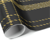 黒および金ゴールドの格子縞07 ラッピングペーパー (ロールコーナー)
