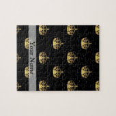 黒および金ゴールドの王冠パターン ジグソーパズル (横)