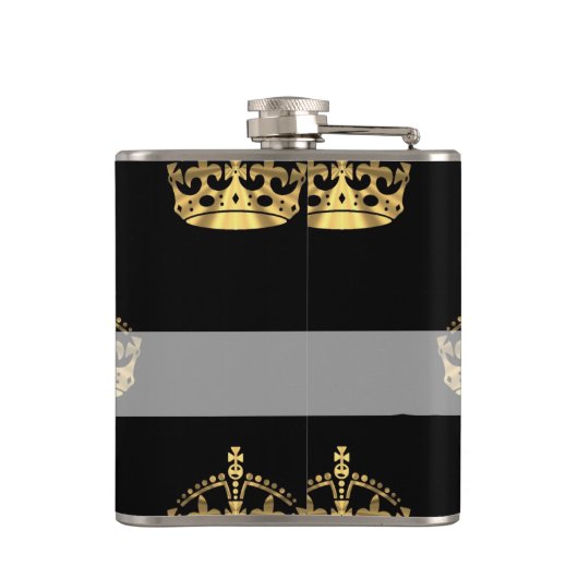 黒および金ゴールドの王冠パターン フラスク (裏面)