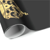 黒および金ゴールドの王冠パターン ラッピングペーパー (ロールコーナー)