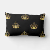 黒および金ゴールドの王冠パターン ランバークッション (裏面)