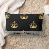 黒および金ゴールドの王冠パターン ランバークッション (ブランケット)