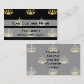 黒および金ゴールドの王冠パターン 名刺 (正面/裏面)