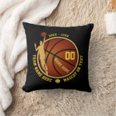 黒および金ゴールドの男の子のバスケットボール年長夜ギフト クッション (ブランケット)