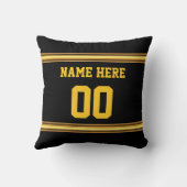 黒および金ゴールドの男の子のバスケットボール年長夜ギフト クッション (裏面)