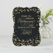 黒および金ゴールドの紙吹雪の結婚式招待状 招待状 (スタンド正面)