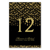 黒および金ゴールドの紙吹雪|のテーブルカード テーブルナンバー (裏面)