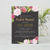 黒および金ゴールドの花嫁のブランチのシャワーの招待状 招待状 (スタンド正面)