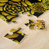 黒および金ゴールドの菊のジグソーパズル ジグソーパズル (側面)