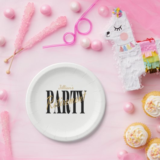 黒および金ゴールドの退職パーティーのプレート ペーパープレート (パーティー)