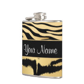 黒および金ゴールドの金属トラのストライプなパターン フラスク (左)