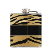 黒および金ゴールドの金属トラのストライプなパターン フラスク (裏面)