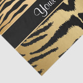 黒および金ゴールドの金属トラのストライプなパターン 薄葉紙 (詳細)