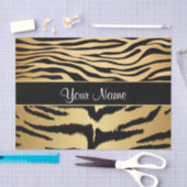 黒および金ゴールドの金属トラのストライプなパターン 薄葉紙 (クラフト)