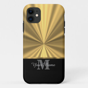 黒および金ゴールドの金属モノグラム iPhone 11 ケース