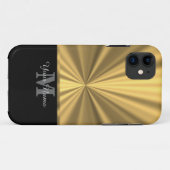 黒および金ゴールドの金属モノグラム Case-Mate iPhoneケース (裏面(横))