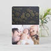 黒および金ゴールドの雪片の写真の休日カード シーズンカード (スタンド正面)