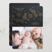 黒および金ゴールドの雪片の写真の休日カード シーズンカード (正面/裏面)