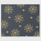 黒および金ゴールドの雪片の包装紙 ラッピングペーパー (フラット)