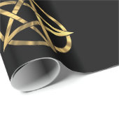 黒および金ゴールドの魔法使いの五芒星 ラッピングペーパー (ロールコーナー)