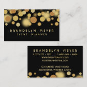 黒および金ゴールドの《写真》ぼけ味の点の名刺 名刺 (正面/裏面)