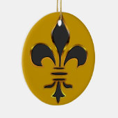 黒および金ゴールドの(紋章の)フラ・ダ・リのオーナメント セラミックオーナメント (右)