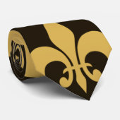 黒および金ゴールドの(紋章の)フラ・ダ・リ ネクタイ (ロール)