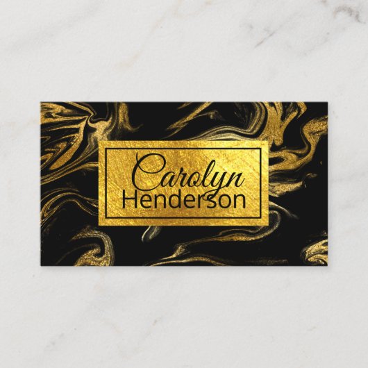 黒および金ゴールドは名刺に大理石模様をつけました 名刺 (正面)
