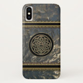 黒および金ゴールドはiPhone Xの場合のケルト結び目模様に金属をかぶせます Case-Mate iPhoneケース (裏面)