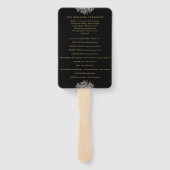 黒および金ゴールドゴシックフローラ結婚式 プログラム ハンドファン (裏面)