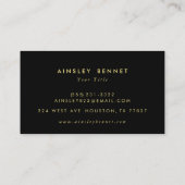 黒および金ゴールドホイル|のモダンなスタイリストの名刺 名刺 (裏面)