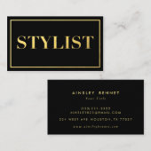 黒および金ゴールドホイル|のモダンなスタイリストの名刺 名刺 (正面/裏面)