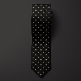 黒および金ゴールドレンチパターン ネクタイ