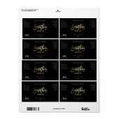 黒および金ゴールド平滑化顔血清ラベル ラベル (フルシート)