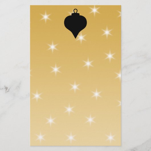 黒および金ゴールド色のクリスマスの設計 便箋 (正面)