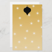 黒および金ゴールド色のクリスマスの設計 便箋 (正面/裏面)