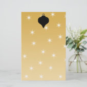 黒および金ゴールド色のクリスマスの設計 便箋 (スタンド正面)