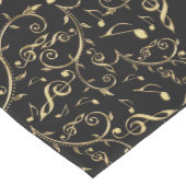 黒および金ゴールド音楽ノートの花のテーブルのランナー ミディアムテーブルランナー (コーナー)